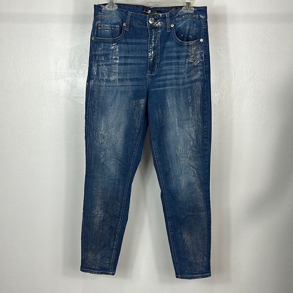 Seven7 High Rise Whiskering Ankle Skinny Jeans Size 10